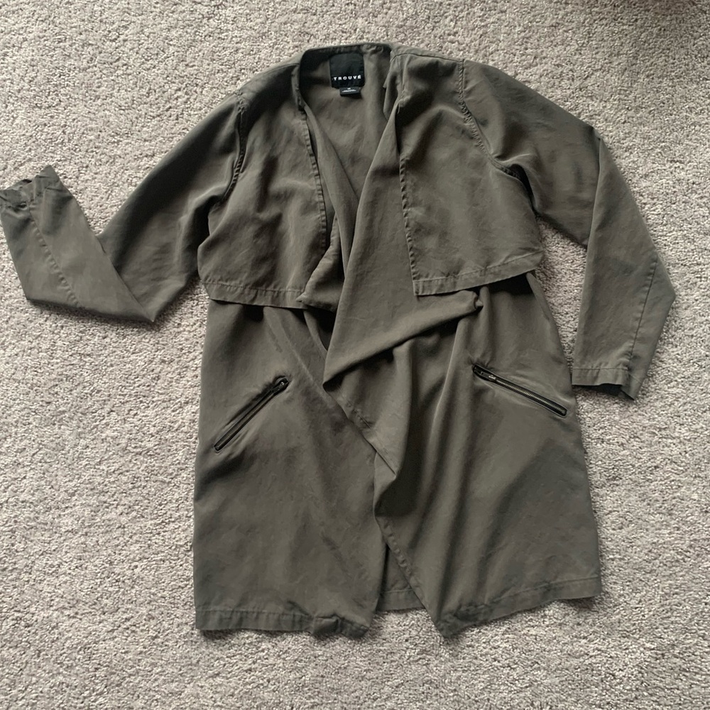Trouve open front lightweight trench cardigan